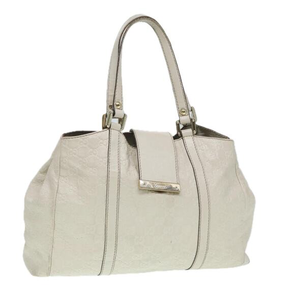 GUCCI GG Canvas Guccissima Hand Bag White Gold - Picture 1 of 16